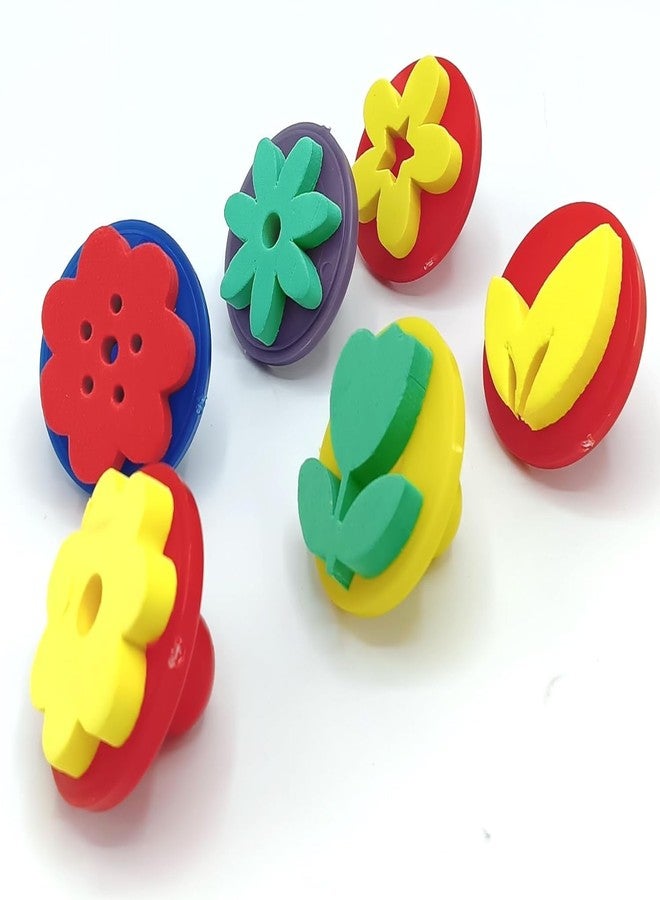 Brille Bee Sponge Stamp Foam Painting Brushes, Flower Shapes, Art Paint Drawing Tools, DIY Graffiti Stamps for Kids Early Learning (6pcs Stamp) - Image 3